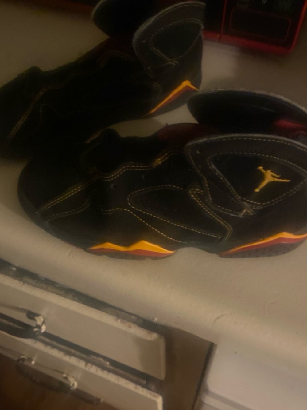 Jordan Kids Black and Yellow High-Top Sneakers